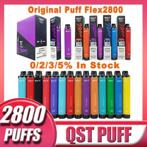 Original Puff Flex 2800 bouffées QST 2800 jetables 24 saveurs e-cigarettes vape kits de dispositif desechable batterie 850mah Code de sécurité pré-rempli 8ml vaporisateur vaper