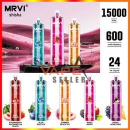 Poix de narguilage de feuillette d'origine MRVI 15000 15K Puffes Puffes Vape DTL Style E Cigarette avec un dispositif d'éclairage LED de batterie rechargeable de 24 ml de poubelle de 24 ml 600mAh