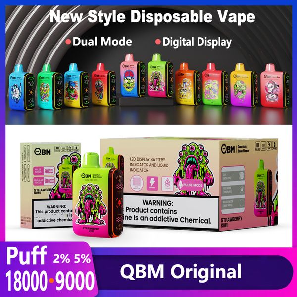 Boîte QBM Puff 18000 Puff 9000 Vapes Disposable Puff 18K 9K Mode double VACPER DIGIQUE DIPPORT DE VAP