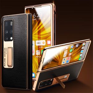 Étui en cuir de lézard véritable QIALINO d'origine pour couverture de support de film en verre Huawei Mate X2