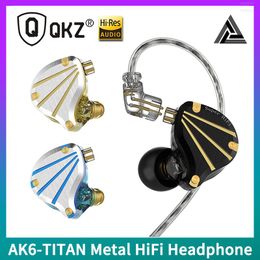Originele QKZ-AK6 Titan Metal Hifi-hoofdtelefoon Super bas dynamische headsets in oormonitorniveau 3,5 mm aux oortelefoon met microfoon