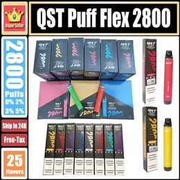 Original QST Puff Flex 2800 Puffs Jetables Vapes E Cigarettes Vape Jetable Puff Pods Dispositif Kits 850mah Batterie Pré-rempli 8ml Vaporisateur Vaper Pen Nouvel emballage