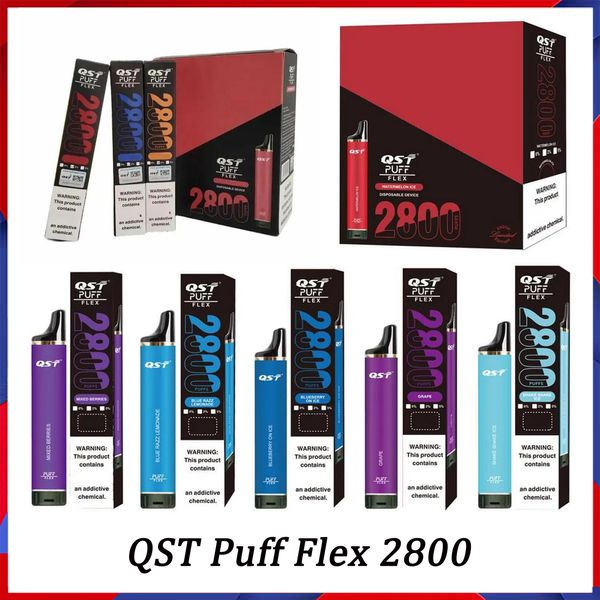 QST Puff Flex 2800 Puffs E Cigarette Jetable Vape Stylo Kits 2% 5% 2800 Puffs 8ML Prérempli 28 Saveurs