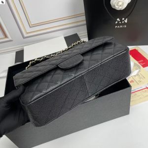 Qualité originale femmes sacs à bandoulière sacs à main Caviar agneau classique matelassé Double rabat taille moyenne 25 cm chaîne dame sac à main luxe Designers sac