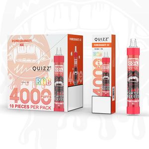Original Quizz QD30 Plus stylo vaporisateur jetable pour appareil à barre 4000 bouffées dispositif rechargeable 650 mAh Mods barres préremplies de 12 ml avec boîte d'emballage de lumière RVB