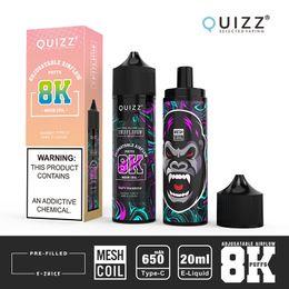 Originele QUIZZ QD62V2 8000 Rookwolken Wegwerp Bar Vaporizer Pod Apparaat 650mAh Oplaadbare Batterij 20ml Voorgevulde Pod Wegwerpapparaat