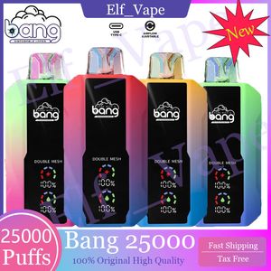 Bang 25000 Puffs Vapes jetables Puff 25k Electronic Cigarette Bang Vape Pen 30ml 650mAh Batterie rechargeable Type C Coil Mesh 12 saveurs 0% 2% 3% 5%