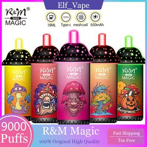 RM Magic 9000 Puffs Disposable Electronic Cigarette Vape Pen 18ml 650mAh Batterie rechargeable Type C Coil de maillage C 20 FLAVORS 0% 2% 3% 5% Disponible 9k Pouffle