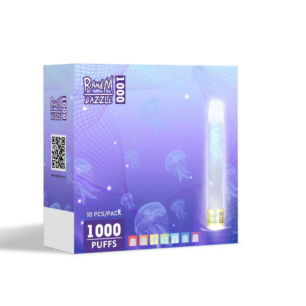Original RandM 1000puffs disposable e cigarette dazzle 1000 with lgb lights 2% 5% available