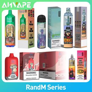 Original RandM Fumot Series Desechable Vape Pen Caja digital 12K / Tornado7K / 8K / 9K / 10K Puffs Pods E Cigarrillo 0/2/3/5% Nic Batería recargable Bobina de malla Barra de vaina precargada