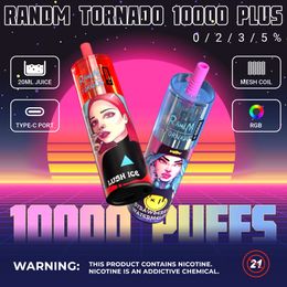 Fumot original RandM TORNADO 10000 PLUS Puffs Cigarrillos electrónicos desechables Vape Pen Batería recargable de 850 mAh 20 ml Pod Auténticos vapers al por mayor Desechable Puff 10K