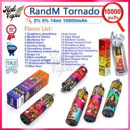 Original RandM Tornado 10000 Puff Stylo Vape jetable 1000mAh Batterie rechargeable Contrôle du flux d'air Bobine de maille 20 ml Pod prérempli Puffs 10K E Cigarette Big Vapor Kit