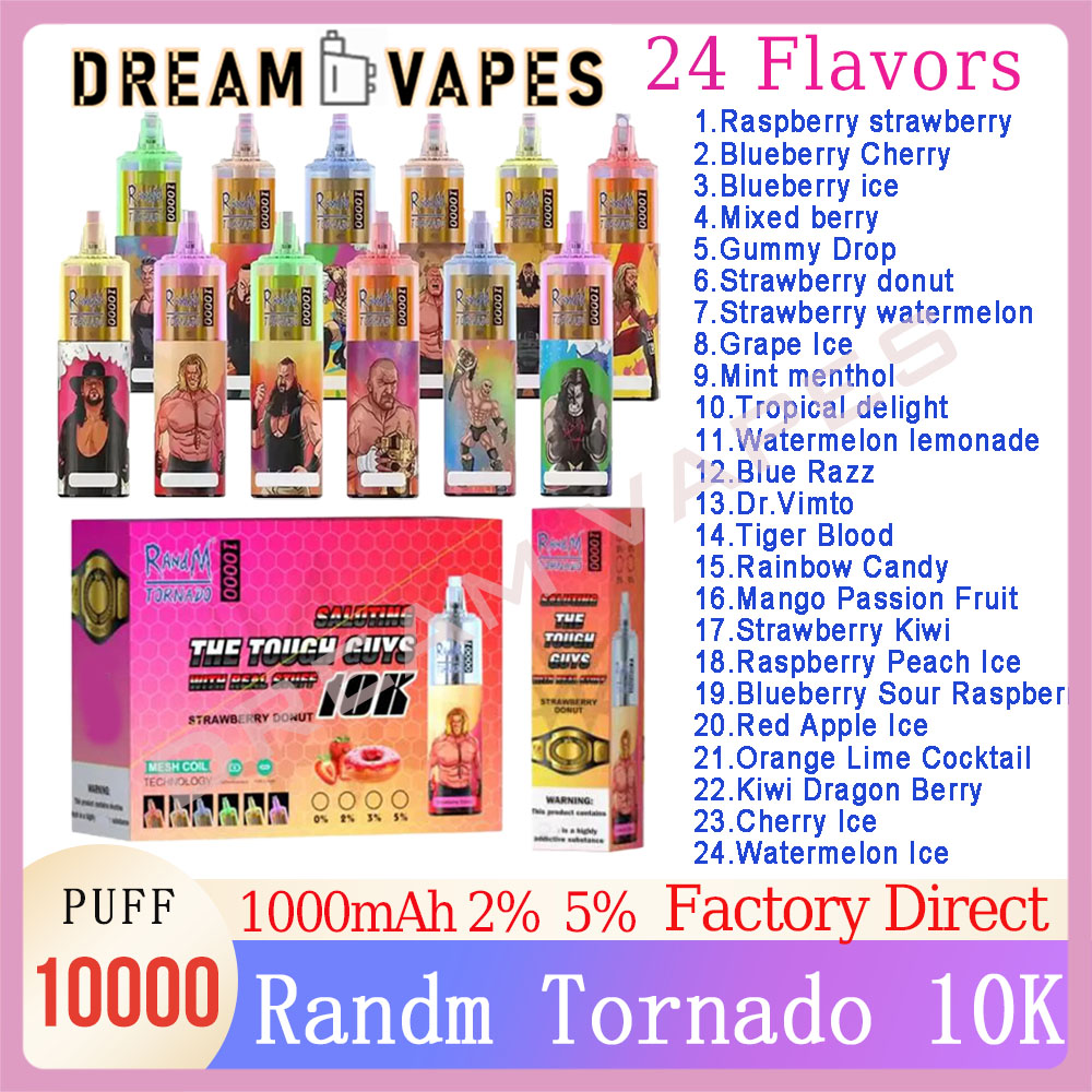 Originale RandM Tornado 10000 Puff monouso Vape Pen Mesh Coil 20ml Pod Batteria ricaricabile 2% 5% 24 Flavors E-Sigaretta