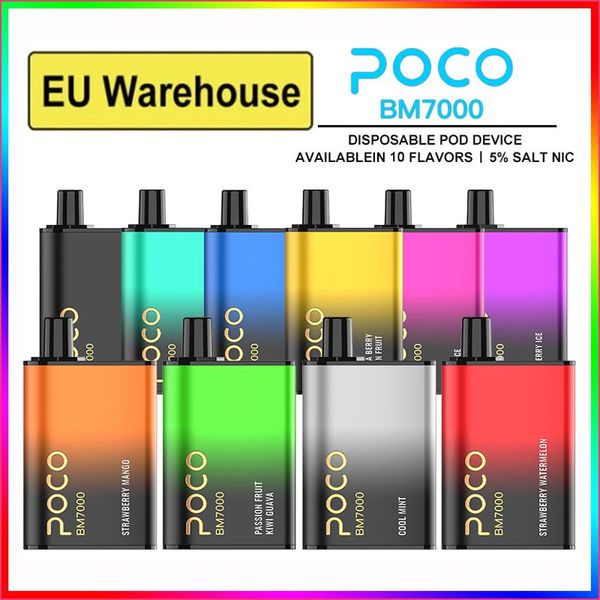 POCO 7000 bl 10000 puff Almacén de la UE 850mAh Cargador tipo C E líquido 17ML 1.2ohm Bobina de malla 7000 inhalaciones 10 sabores Nicotina 50 mg Entrega en 5 días vape puff poco