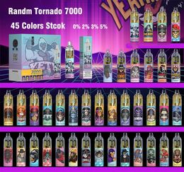 Originele RandM Tornado 7000 Rookwolken E-sigaretten Wegwerp Vape Bladerdeeg 7k Pen Mesh Coil 14 ml 0% 2% 3% 5% 850 mah Oplaadbare batterij 56 kleuren Elektronische sigaretten DDP fumot