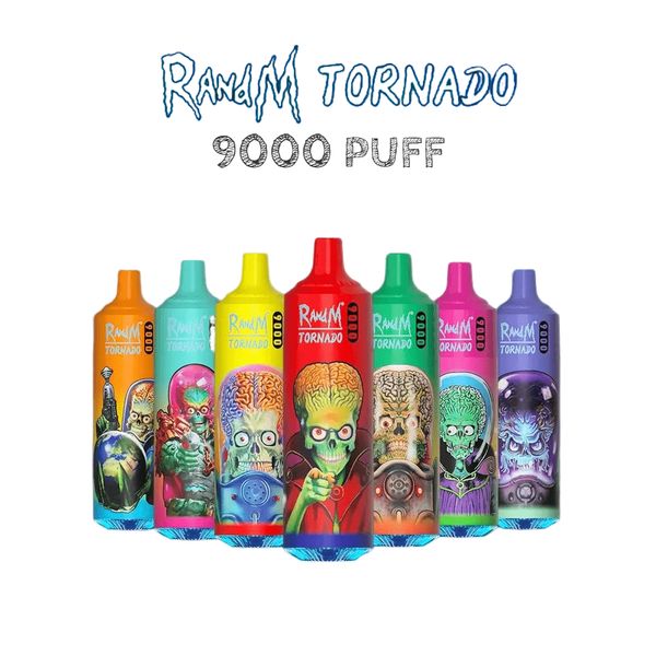 Original Fumot RandM TORNADO 9000 Puffs Desechable Vape Pen E Cigarrillo con batería recargable de 600 mAh 18 ml Pod Auténticos vapers al por mayor desechables puff 9K