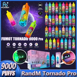 Randm Tornado original 9000 Puff Pro Desechable E cigarrillos con código verificado 9K 0% 2% 3% 5% Batería recargable 18 ml Vape Vape VABON VAPSOLO VAPEN POCO 10000