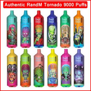 Randm Tornado 9000 Puffs Disposable Dispositif E-cigarettes 18 ml Dispositif de vape 0/2/3/5% Rechargeable 850mAh Batterie intégrée associée 48 saveurs disponibles