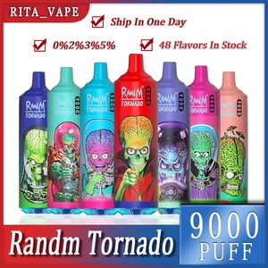 RandM Tornado 9000 Puffs Original Puff 9k 9000 E-cigarettes jetables Caractéristiques Bobine de maille 18 ml Stylo jetable Vapes Tornado Randm 9000 0 2 3 5% rechargeable 850 mAh RVB