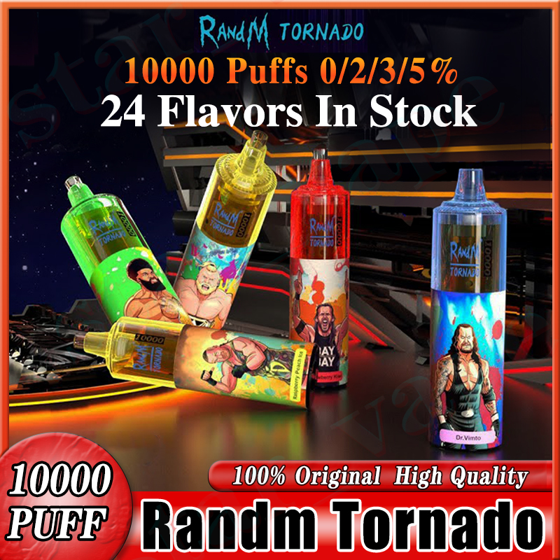 Original RandM Tornado Puffs 10000 Einweg-Vape-Stift, Einwegartikel, 10.000 E-Zigaretten, wiederaufladbarer Akku, Airflow Control Mesh Coil, 20 ml vorgefüllter Pod