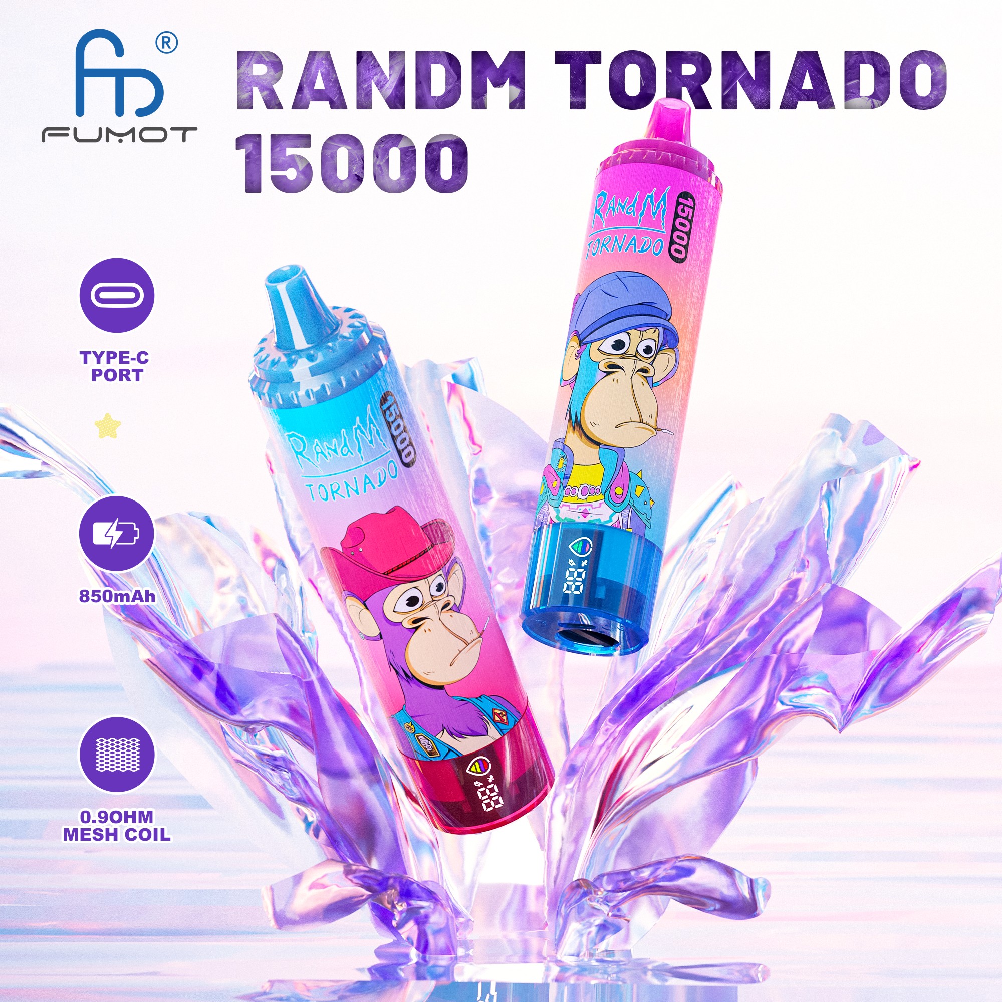 Originele RandM vape tornado 15000 trekjes Wegwerp-e-sigaretten 20 ml Vape 0/2/3/5% batterij en olie weergegeven 41 smaken beschikbaar