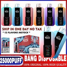 Bang 25000 Puffs Vape Vape Electronic Cigarettes LCD Sreen 0% 2% 3% 5% 30 ml Pod préfabillé Double Mesh 650mAh Dispositif rechargeable Puff 25k 15000 18000 20000