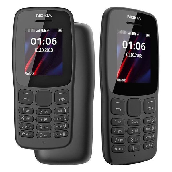 Téléphones portables d'origine remis à neuf Nokia 106 GSM 2G pour cadeau étudiant aîné petit téléphone avec emballage