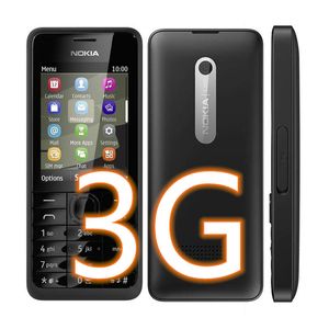 Téléphones portables d'origine remis à neuf Nokia 301 3G GSM 2.4 pouces double carte pour vieil homme étudiant téléphone portable avec boîte