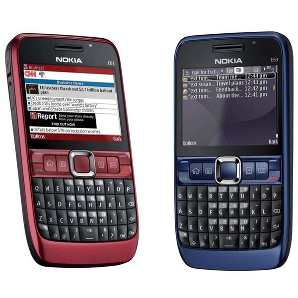 Téléphones portables reconditionnés d'origine Nokia E63 WCDMA 3G pour étudiant âgé, petit téléphone avec emballage