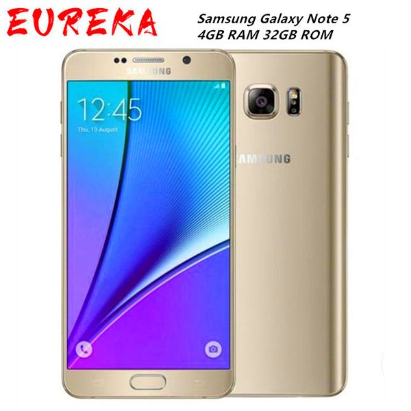 Original restaurado Samsung Galaxy Note 5 N920A N920P Teléfono móvil 4GB RAM 32GB ROM 16MP GPS WIFI 4G LTE