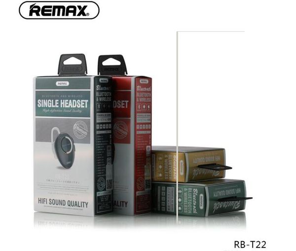 Original Remax RB-T22 Remax T22 Mini auricular inalámbrico Bluetooth V4.2 Auriculares de coche con micrófono para teléfono inteligente