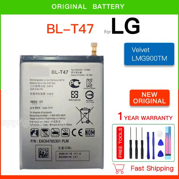 Batería de reemplazo original BL-T47 4300mAh Batería para Velvet LG LMG900TM Velvet 5G BL T47 +Herramientas gratuitas +Código de seguimiento