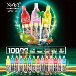 Originele RM RM Master 10k wegwerppen sapbladerdeeg 10000 bladerdeeg RGB-flitslicht vape-pen 18 ml voorgevulde pods oplaadbare batterijapparaten
