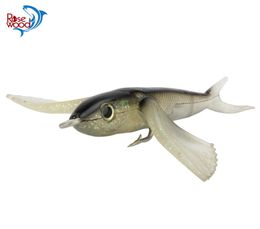 Origineel Rosewood Flying Fish9 Inch Blueblack 140 g zacht aas diepe zeevissen Lure met 35 inch haak trolling tonijn Marlin Fishi6618616