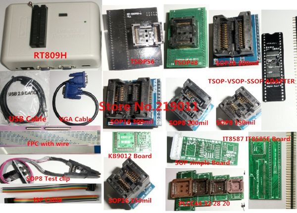 Livraison gratuite Livraison gratuite ORIGINAL RT809H + 16 ADAPTATEURS D'ORIGINE AVEC CABINES EMMC-Nand FLASH Programmateur universel extrêmement rapide