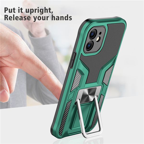 Fundas originales para teléfono con armadura resistente TPU + PC + Metal 3 en 1 Funda para teléfono móvil para iPhone 12 Mini 11 Pro Max X Xs Xr 7 8 SE2020 Samsung S21Plus A52 A72