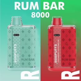 Originele Rum Bar BM 8000 Rookwolken Wegwerp vape-apparaat 18 ml Mesh Coil Luchtstroom Verstelbare Type-C Oplaadbare 600 mAh batterij Lederen patch Ontwerpmods 10 smaken