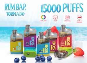 Original RUM BAR Tornado 15000 Puff Electronic Cigarette Disposable Vape Starter Kit 22 ml Battery 850mAh Rechargeable E-Cigarette Vape