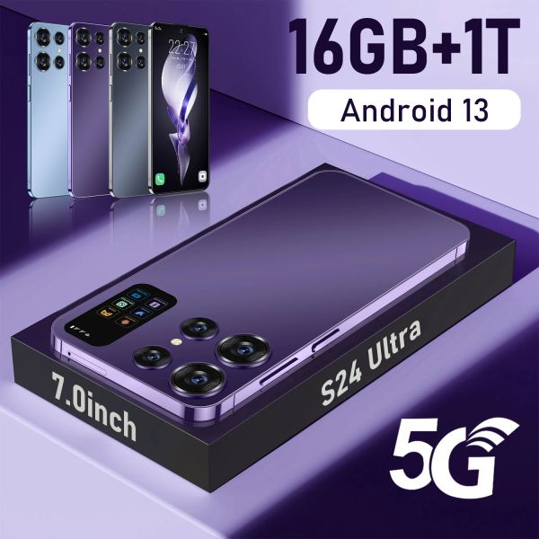 S24 Ultra Ultra 7.0 pulgadas HD Smartphone16GB+1TB 5GPhone Dual SIM Celulares Android13 Face Uplock 7000MAH 72MPWith NFC