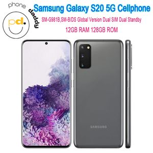 Original Samsung Galaxy S20 SM-G981B SM-G981B / DS Global Version 5G Téléphone mobile 6.2 '' 12 Go RAM 128 Go ROM NFC Triple Camera Snapdragon 865 OCTA Core Téléphone