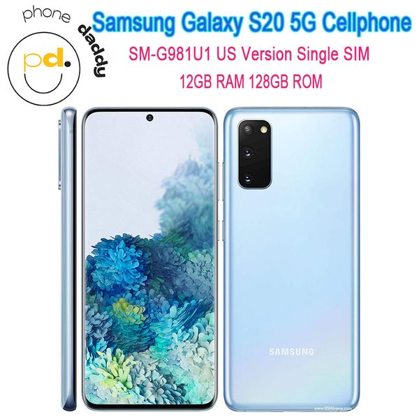 Original Samsung Galaxy S20 SM-G981U1 US Version 5G Téléphone mobile 6.2 '' 12 Go RAM 128 Go Rom NFC Triple Camera Octa Core Phone
