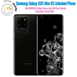 Original Samsung Galaxy S20 Ultra G988B / DS 5G Téléphone cellulaire 12 Go RAM 128 Go Rom 6.9 '' Snapdragon 865 Octacore Déverrouillé Mobilephone