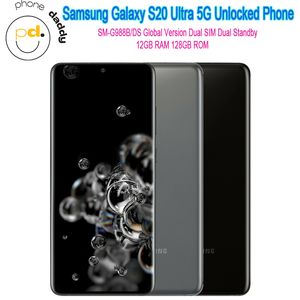 Original Samsung Galaxy S20 Ultra G988B / DS 5G Téléphone cellulaire 12 Go RAM 128 Go Rom 6.9 '' Smapdragon 865 Octacore Dual Sim Double Smartphone Déverrouillé Smartphone