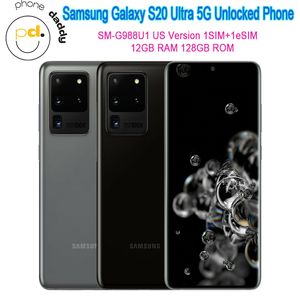 Original Samsung Galaxy S20 Ultra G988U1 5G Téléphone portable 12 Go RAM 128 Go ROM 6.9 '' Smartphone Snapdragon 865 Octacore Quad déverrouillé
