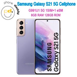 Originele Samsung Galaxy S21 5G G991U1 6.2 "ROM 128GB RAM 8GB Snapdragon 888 NFC TRIPLE TRIPLE ACHTER CAMERA Octa Core Originele mobiele telefoon