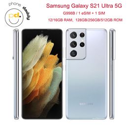 Originele Samsung Galaxy S21 Ultra 5G G998U1 ontgrendelde telefoon 6.8 "Octa Core 108MP40MP 12GB RAM Snapdragon 888 128GB/256 GB Mobilephone