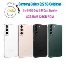 Originele Samsung Galaxy S22 SM-S9010 Ontgrendelde 5G-mobiele telefoon 6.1 "Snapdragon Octa Core 8GB RAM 128GB Mobilephone Dual Sim Dual Standby