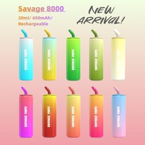 Bouteille originale de Savage Cola 8000 Puff Vape jetable E cigarette 20 ml saveur préremplie 650 mAh distributeur de batterie rechargeable Tornado 7000 7k 9000 9k 12k 12000