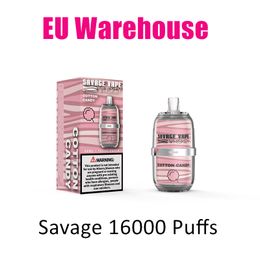 Savage Whisky Vape Puff 16000 Razz Bar 12K Flow Air Flow Switable 2% 3% 5% NIC Prépose ultra jetable 10 saveurs 650mAh Batterie Type C Charge Puffle de pastèque 15K