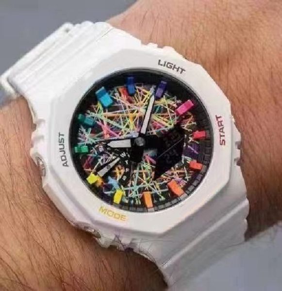 Original shock Watch 2100 Sports Digital Quartz Reloj unisex Desmontable Assembly LED World Time Función completa Oak Series 2 colores